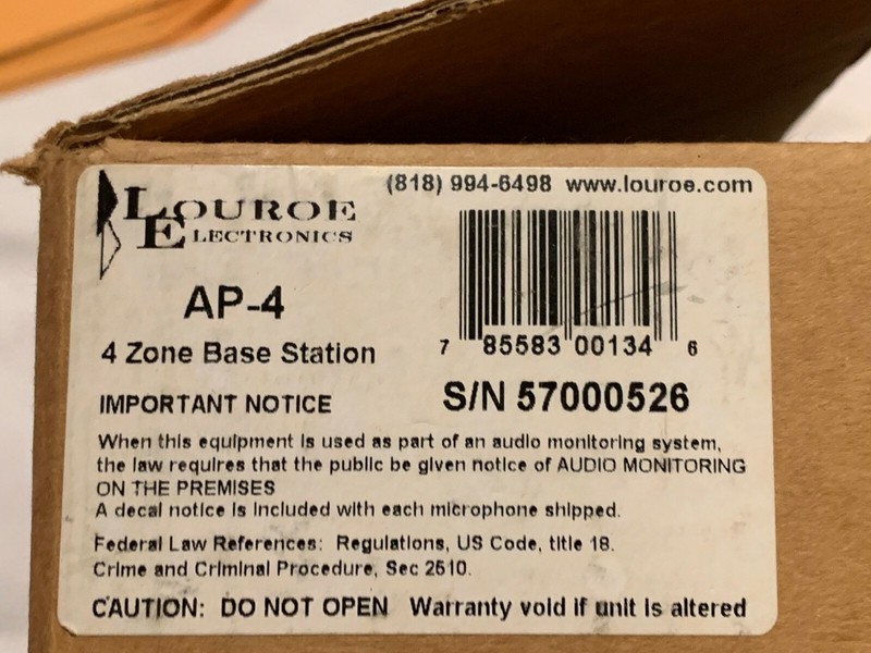Louroe AP-4 Four Zone Audio Surveillance Monitoring Base Station