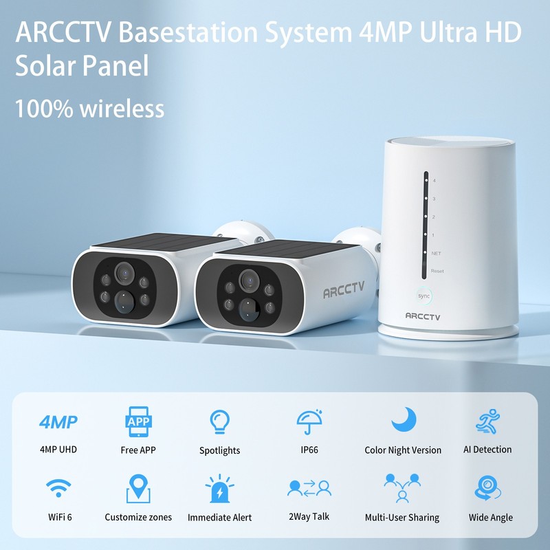 Solar Powered Home Security Camera System WiFi 2K Color Night Vision 2-Way Audio gallery