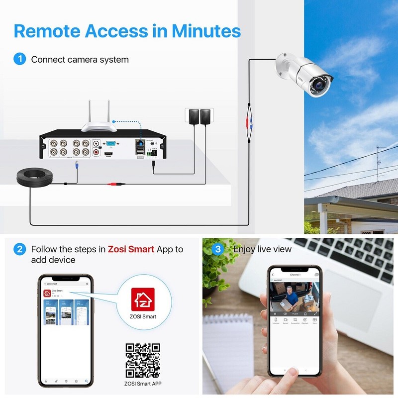 ZOSI 8CH 5MP Lite DVR 1080p Outdoor Home Security Camera System Remote View gallery
