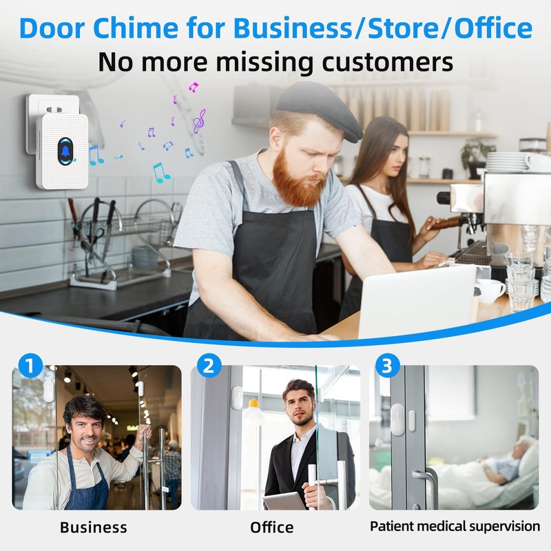 Daytech Wireless Door Chime, 2 Sensor+2 Receiver, 2 Sensors + 2 Receivers gallery