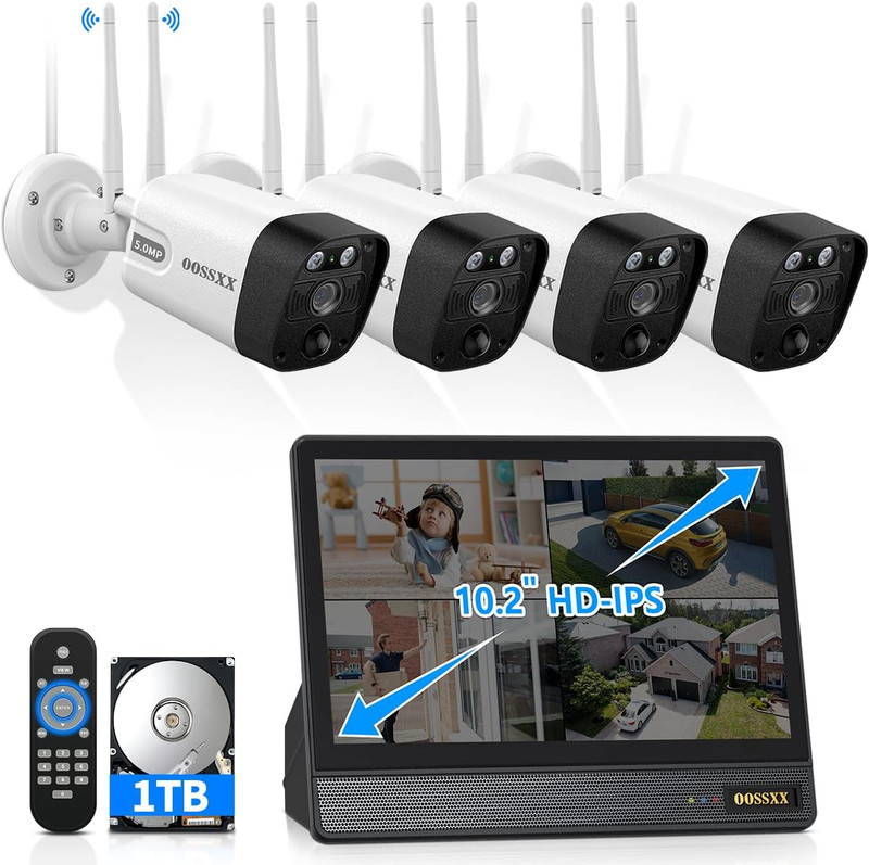 (IPS Monitor) 2-Antennas Enchance Outdoor Security Camera System Wireless with M