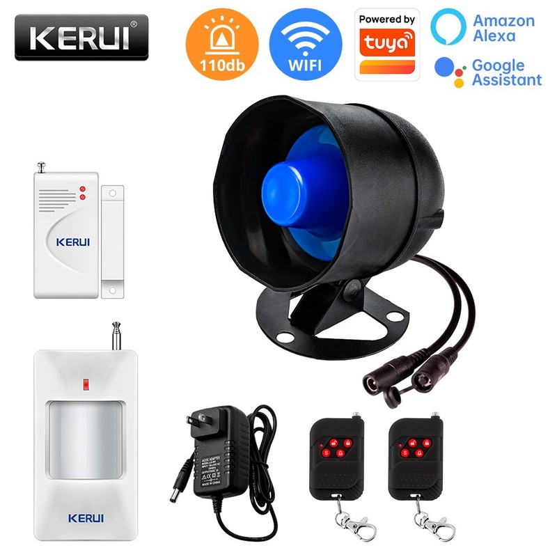 Apartment Wireless WiFi Anti-Burglar Alarm Kit PIR Motion Door Contact Remote