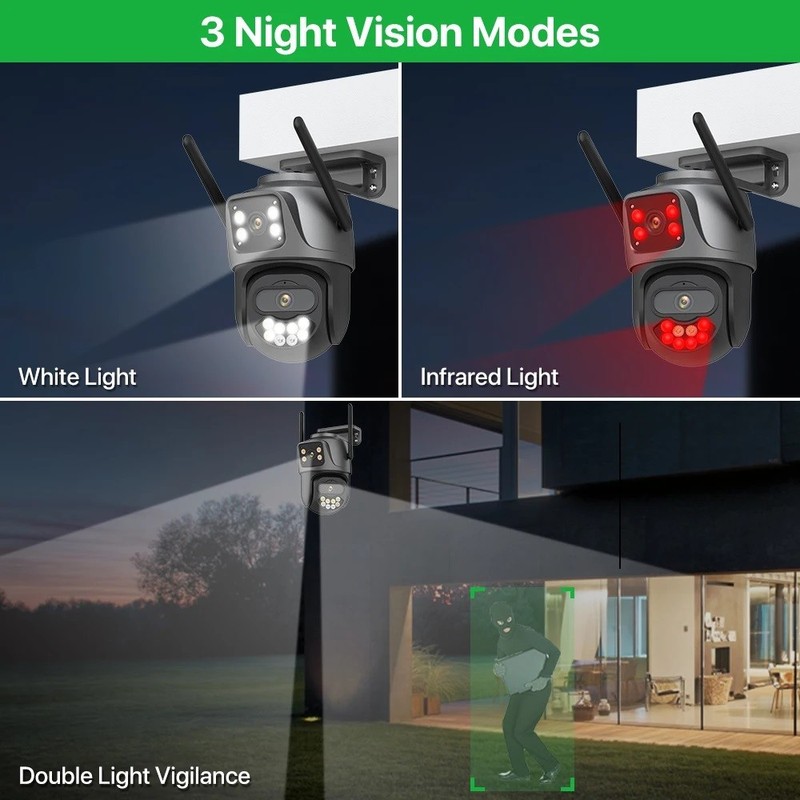 Dual WiFi Outdoor Security Camera 8MP – Night Vision, Motion Detection, Two-Lens gallery