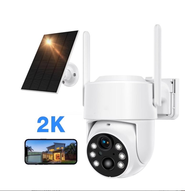 Outdoor Solar Surveillance Camera, 2K Resolution