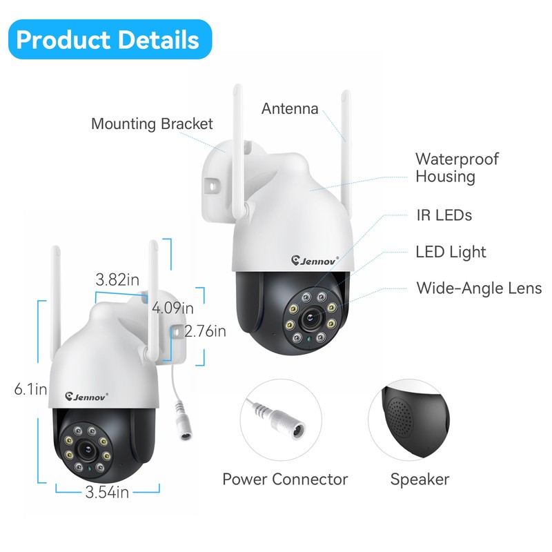 Wireless 5MP Security Camera System 10CH Wifi NVR 2-Way Audio 24/7 Recording 1TB gallery
