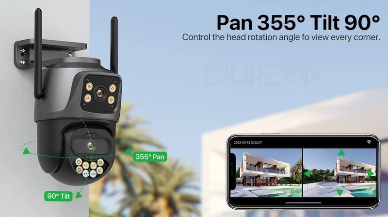 Dual WiFi Outdoor Security Camera 8MP – Night Vision, Motion Detection, Two-Lens gallery