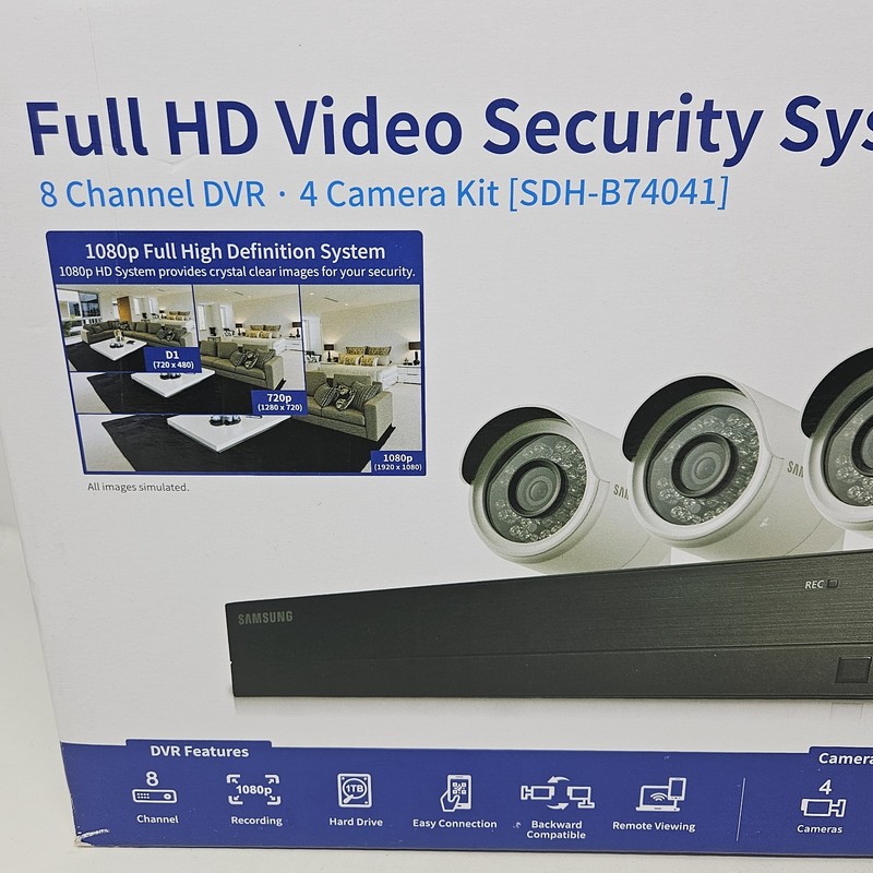 New - Full HD Video Security System 8 Channel DVR • 4 Camera Kit [SDH-B74041] gallery