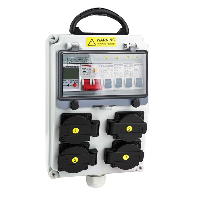 Power Distribution Box, 110V Electricity Meter 1*60A 4*20A FL+LS+METER