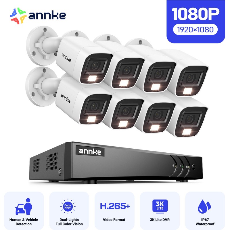 ANNKE 5MP Lite 8CH DVR 1080P Video CCTV Security Camera System Human Detection gallery