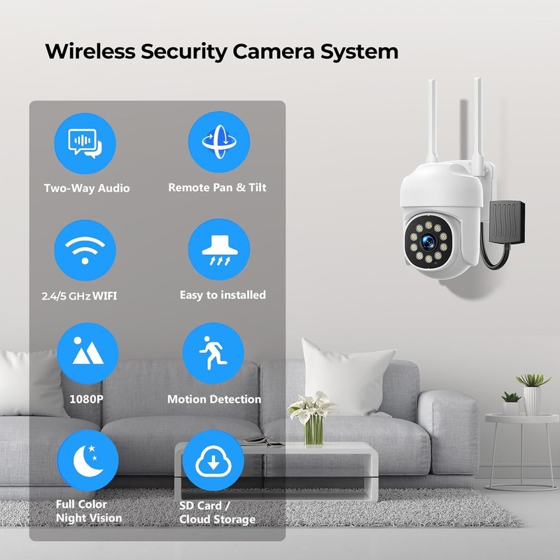 10CH 2MP CCTV PTZ WIFI Wireless Security Night Vision Add-on Camera System 500GB gallery