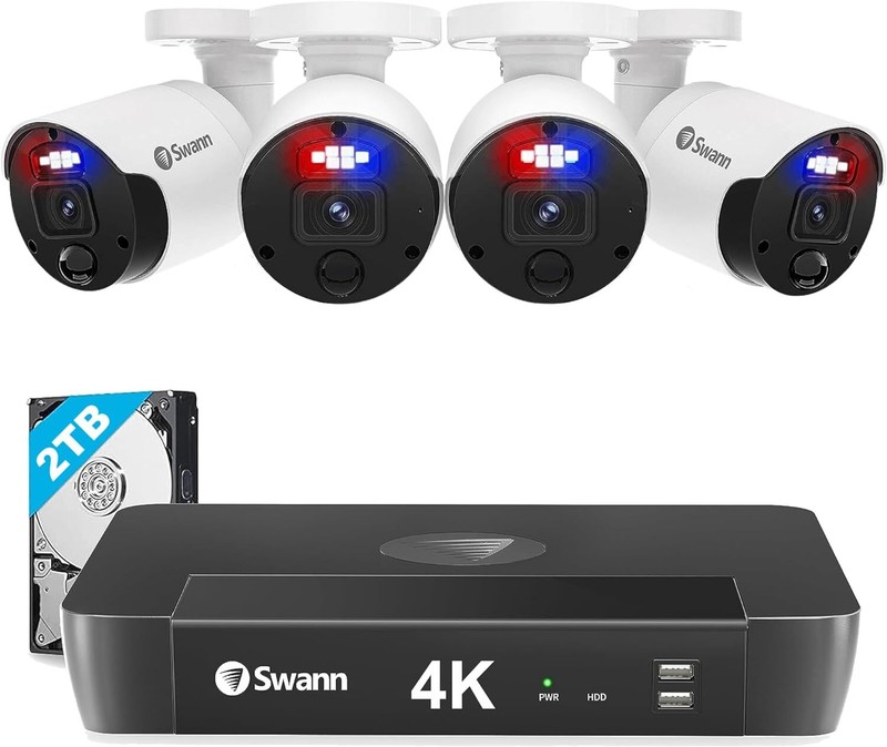 Swann 4K UHD Home Security Camera System, 8 Channel NVR with 2TB, 4 Indoor