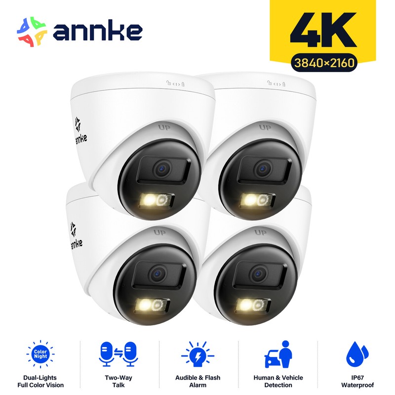 ANNKE 4K POE Security IP Camera Two Way Audio Outdoor AI Color Night Vision IP67