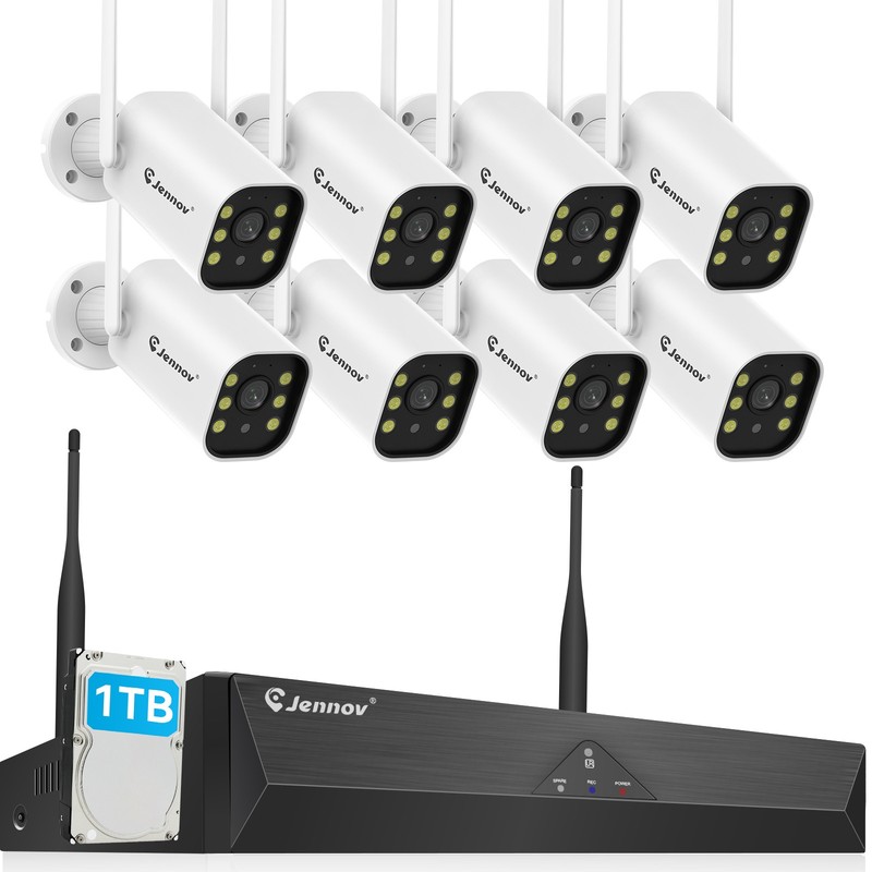 Jennov 5MP Security Camera System WiFi Camera Outdoor 10CH NVR Motion Detection
