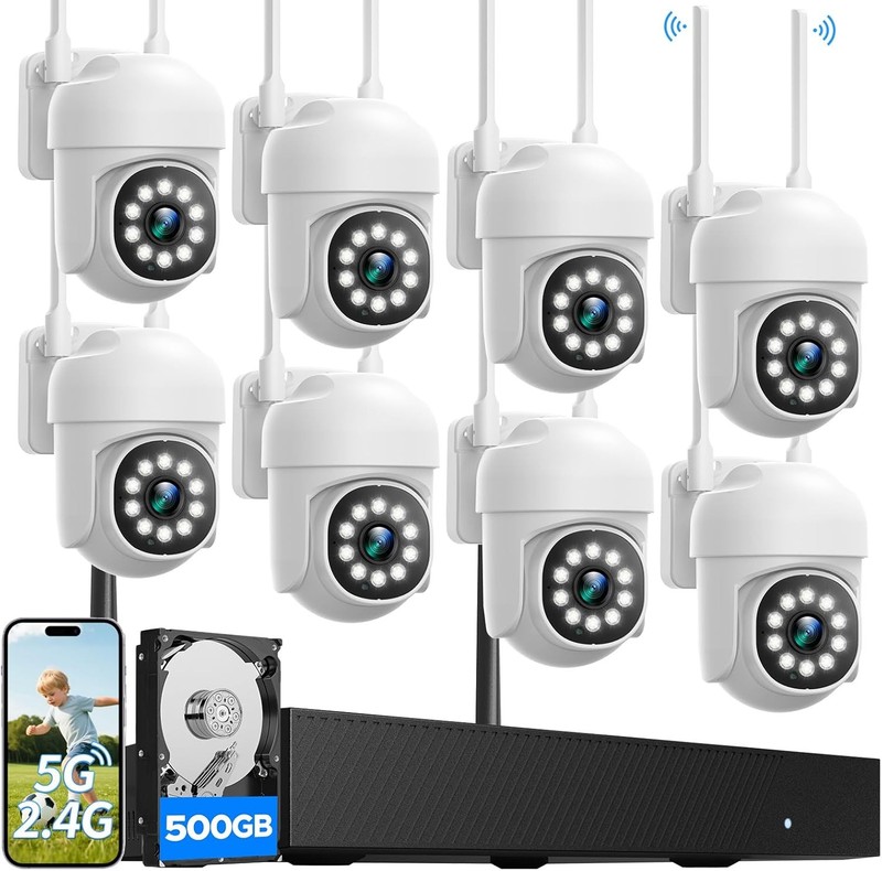 16CH 4K NVR Wireless CCTV Security Camera Systems 8/16 Outdoor PTZ Cameras Kit