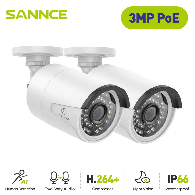 SANNCE 2pcs 3MP POE Security IP Camera Two Way Audio Outdoor for N98PBD System gallery