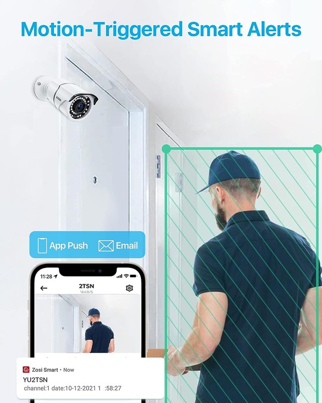 ZOSI 8CH 5MP PoE Security Cameras System with 2TB Hard Drive 24/7 Recording IP66 gallery