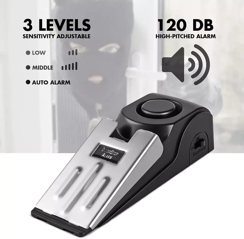 Door Stop Alarm, Door Stopper Security for Home Travel Apartment with 120DB gallery