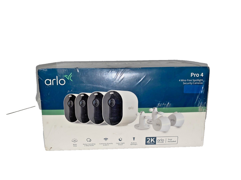 Arlo Pro 4 Spotlight Camera System VMC4450P-1CCNAS 4-Pack 2K HDR WiFi