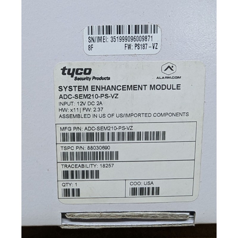 ALARM.COM ADC-SEM210-PS-VZ TYCO SYSTEM ENHANCEMANT MODULE gallery