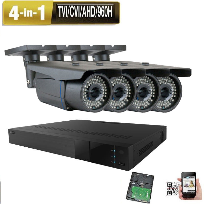 4CH 6MP All-in-one DVR 2.6MP 4-in-1 72IR TVI AHD Security Camera System 0k