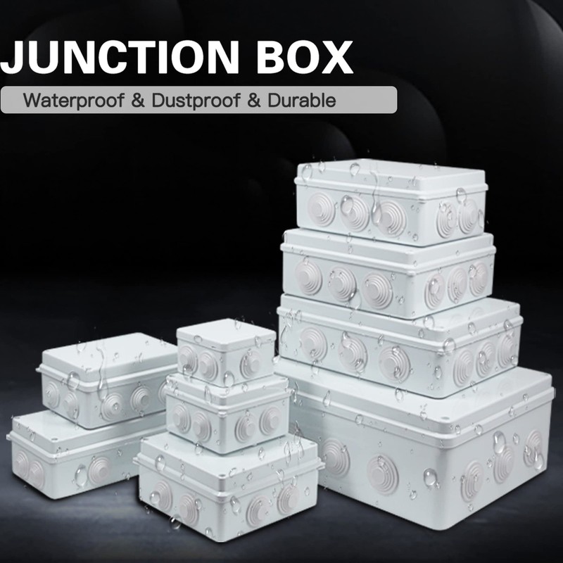 Sunnyglade ABS Plastic Electrical Junction Box IP55 3.4"x3.4"x2", White gallery