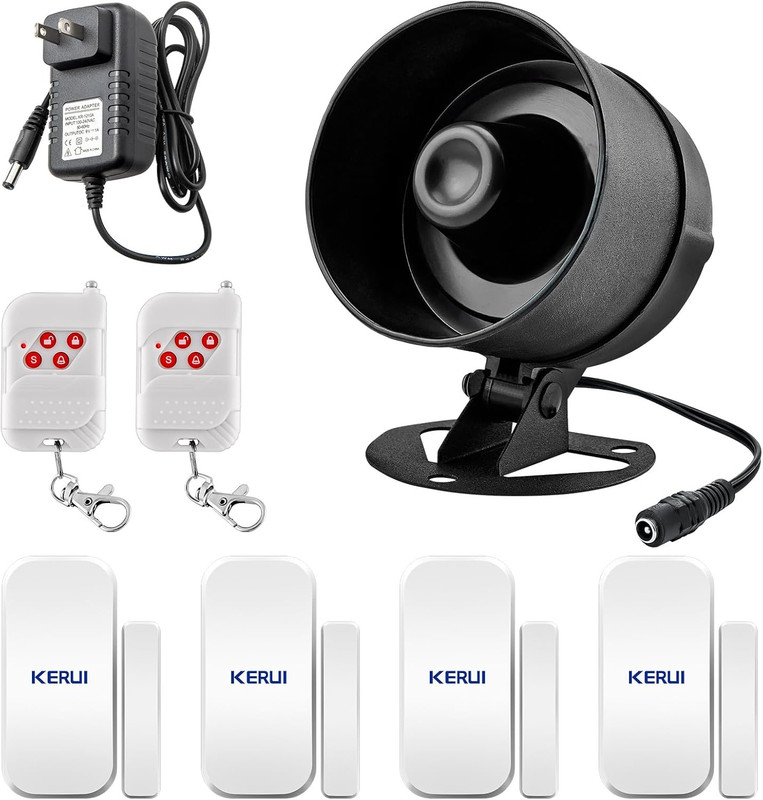 Indoor/Outdoor Security Alarm System Kit,Wireless Weatherproof Siren Horn with R