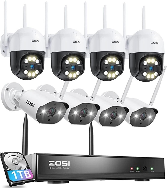 ZOSI 2K 8CH Spotlight Wireless Security Home Camera System with Two-Way Audio
