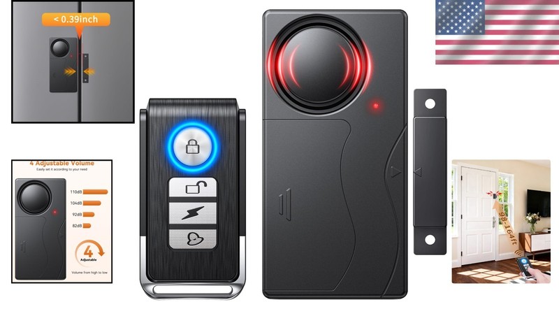 Versatile Wireless Door Alarm with Remote Control for Home Security - 110dB gallery