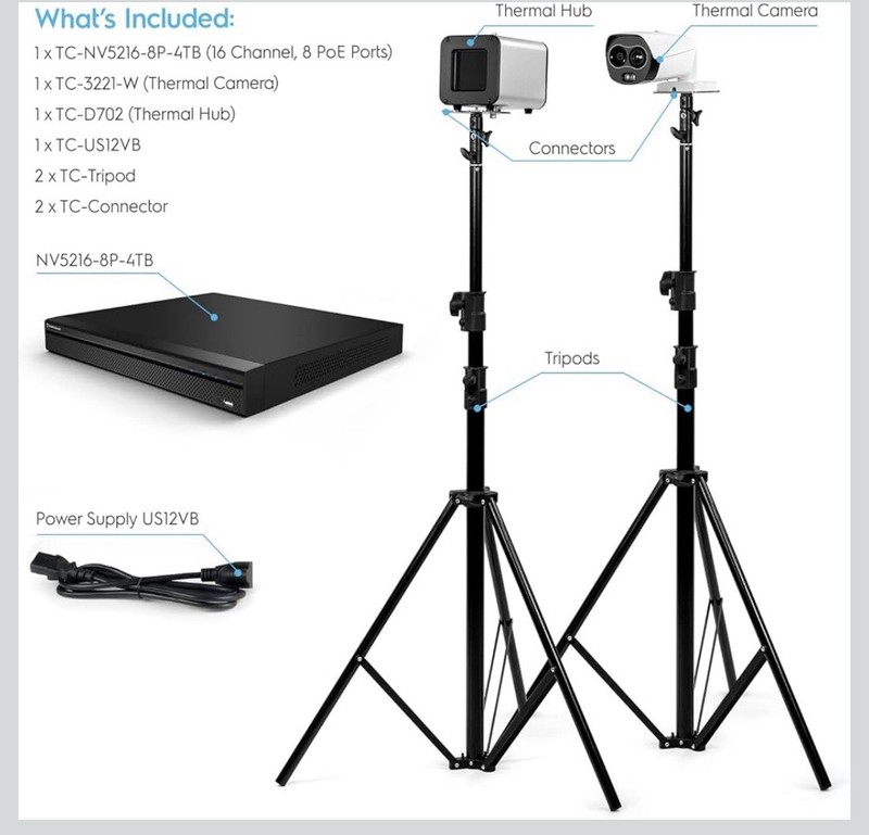 Amcrest Thermal IP Camera AI NVR System, AI Thermal POE Camera With Temp Monitor gallery