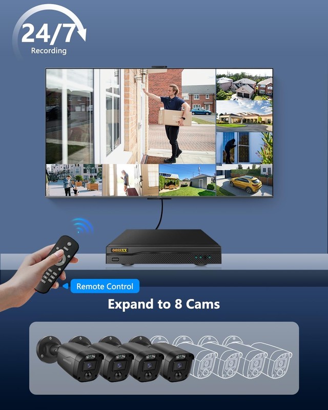 3K 5MP Wired CCTV Security Camera System with 122° Ultra Wide Angle, 4CH DVR ... gallery