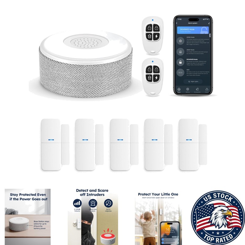 Customizable Wireless WiFi Security System with Battery Backup & App Access