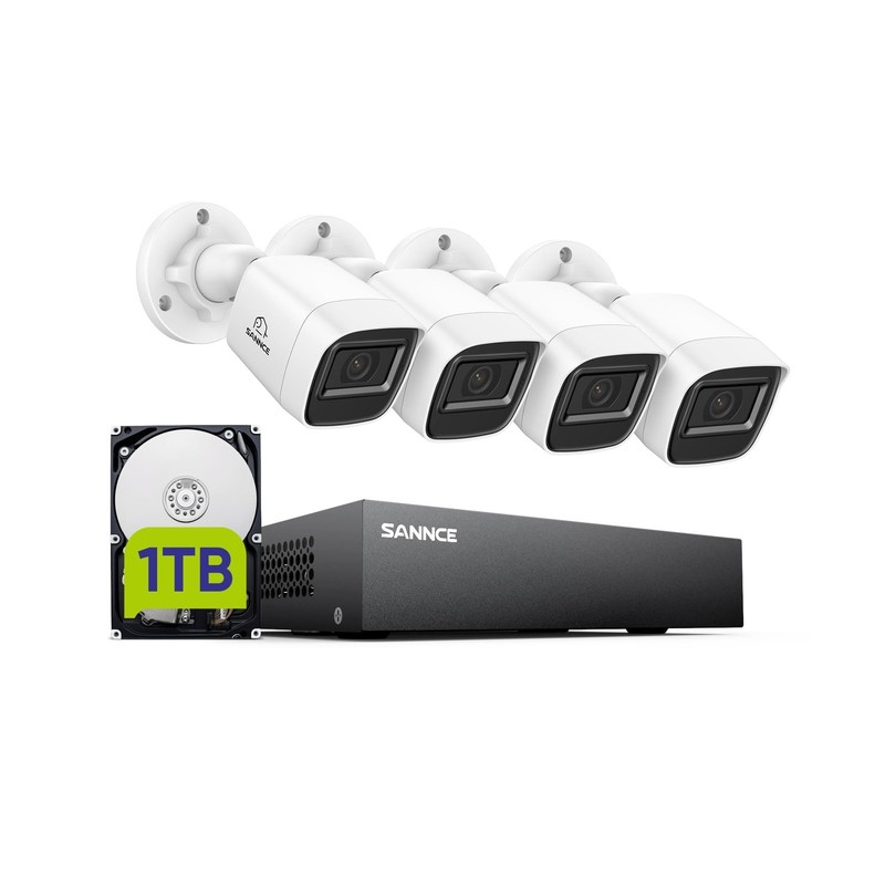 SANNCE 8CH 1080P Security Camera System DVR and 4×2.0MP Indoor Outdoor IP66 W…
