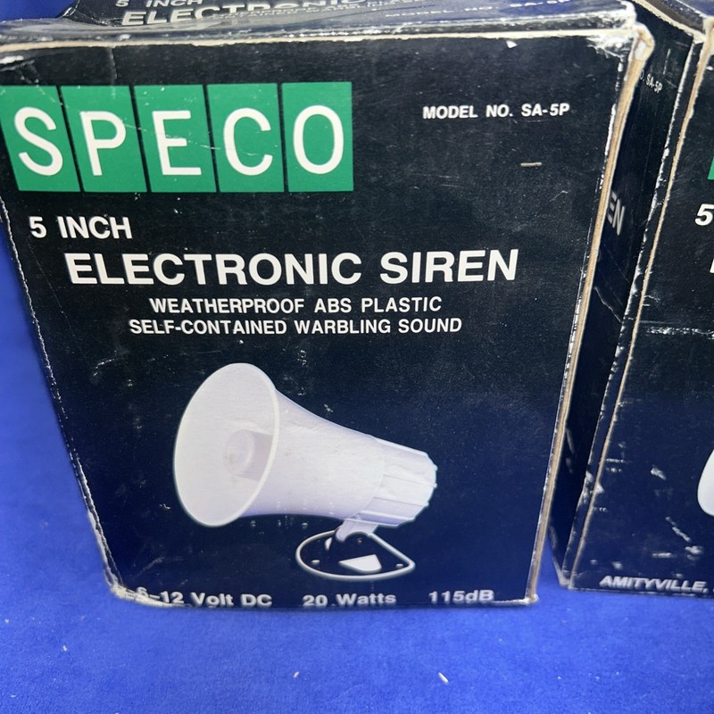 SPECO TECHNOLOGIES SA5P Weatherproof Alarm Siren,5-1/4"H,White 49CA14 NIB gallery