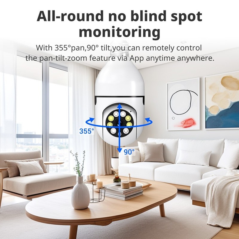 1080P E27 Light Bulb Camera Wireless WiFi Night Vision 360° Cam Home Security US gallery