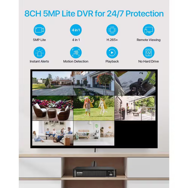 8-Channel H. 265+ 3K-Lite DVR Home Security System with 4 Wired 1080P Full HD Ou gallery
