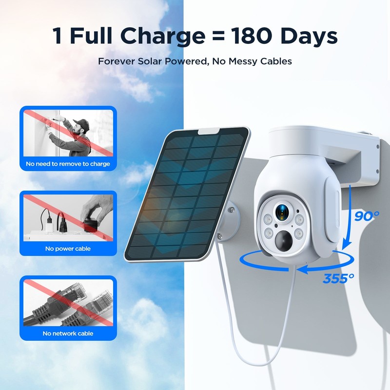 4MP Wireless Solar Security Camera System Outdoor PIR Recording CCTV 10CH 500GB gallery