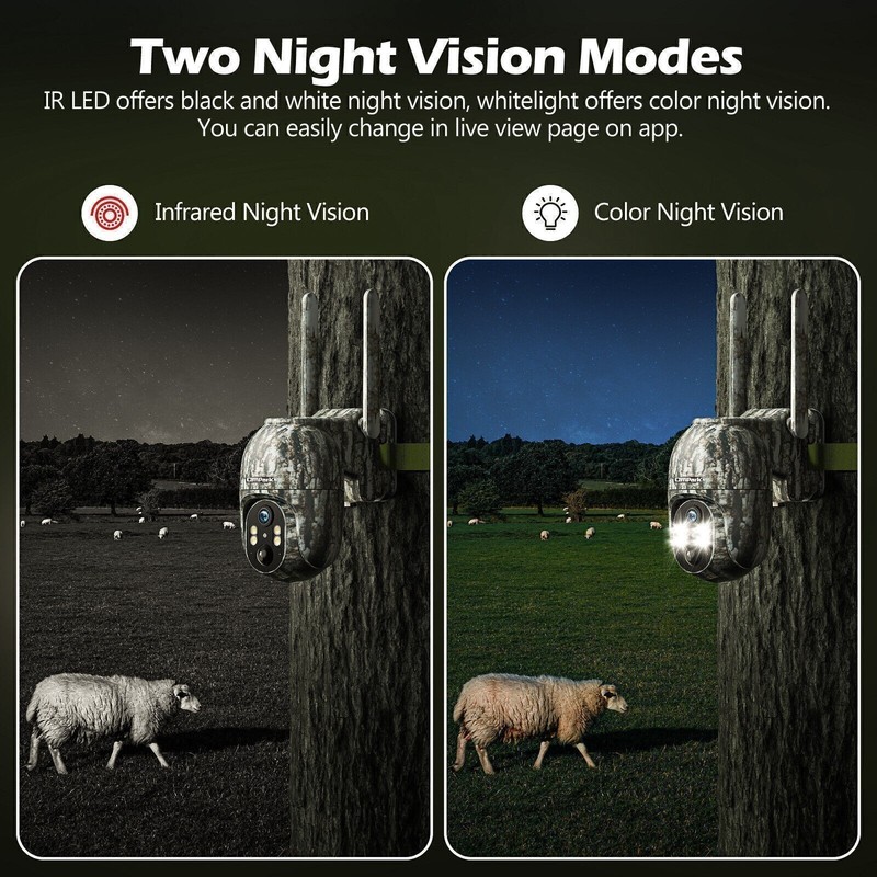 2* Solar Power 4G LTE Cellular 2.5K PTZ Security Camera Trail Cam w/ US SIM Card gallery