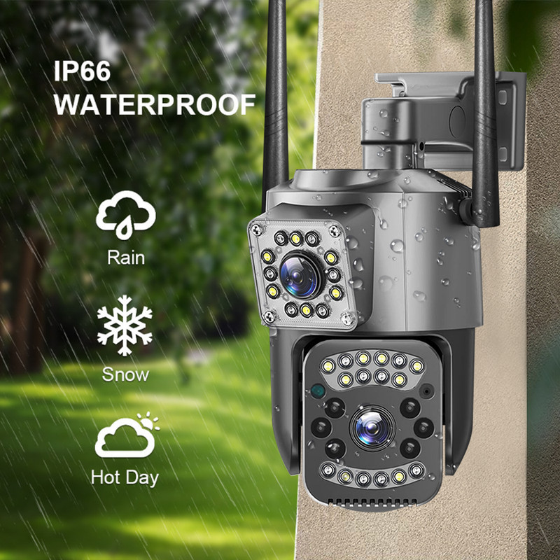 Dual Lens Wireless WiFi 4MP Security Camera System Smart Outdoor Night Vision HD