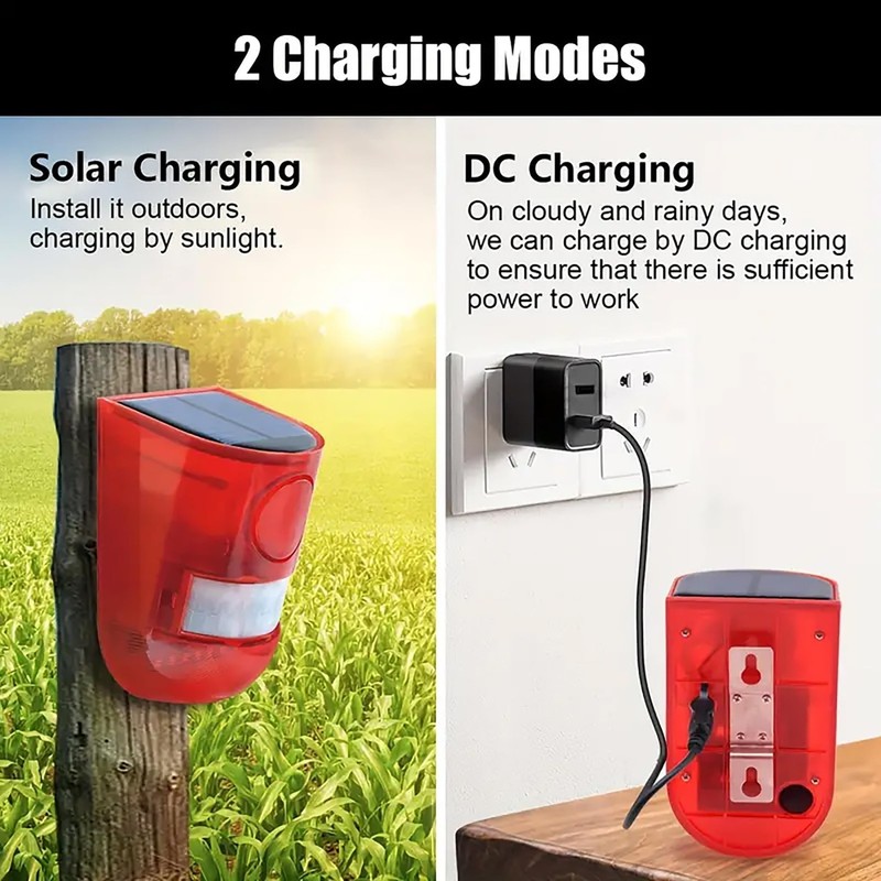 Solar Sound & Light Alarm Motion Sensor 110 Decibels Siren Sound Alert & 6LED... gallery