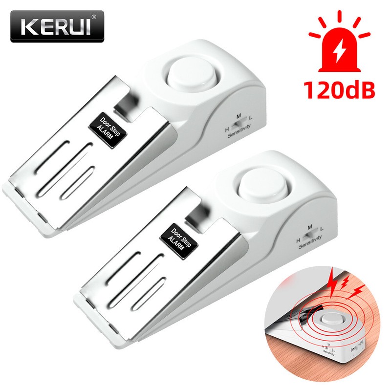 2 Pack Door Stop Security Alarm Wedge Stopper Portable Home Travel Anti‑Theft US
