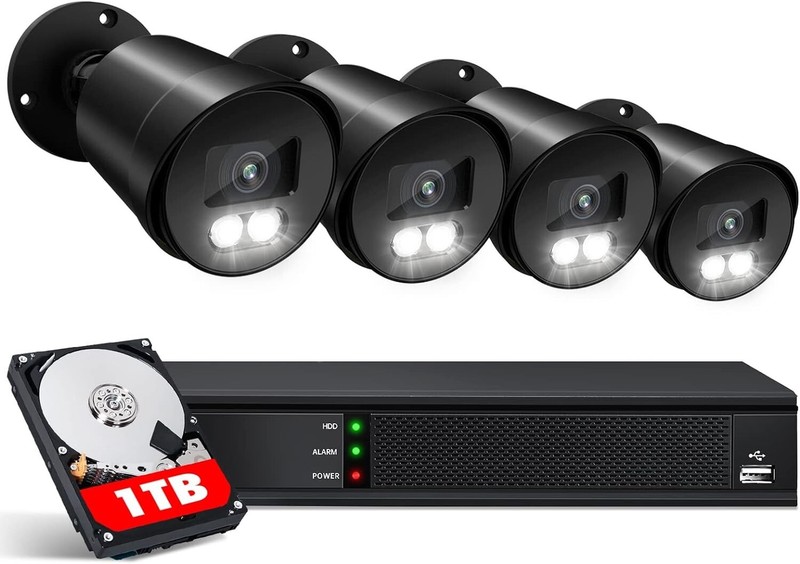 DICAFFE-8CH-1080P Home Wired 1TB HDD DVR IP66 Waterproof Security Camera System