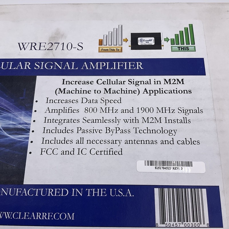 Clear RF WRE2710-S M2M Cellular Signal Amplifier 800/1900MHz Passive ByPass gallery