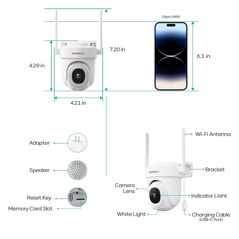 2.5K Wired Home Security Camera, 5MP, 24/7 Recording, AI Motion Detection, 360° gallery