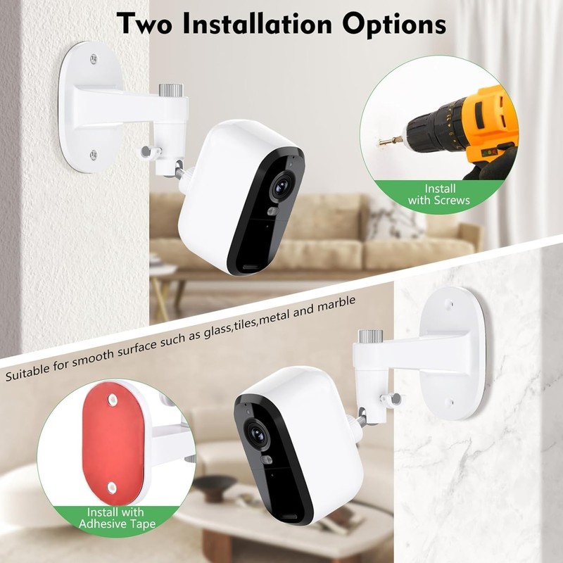 2-Pack White Adjustable Security Camera Mount - Fits Arlo Essential & Pro Series gallery