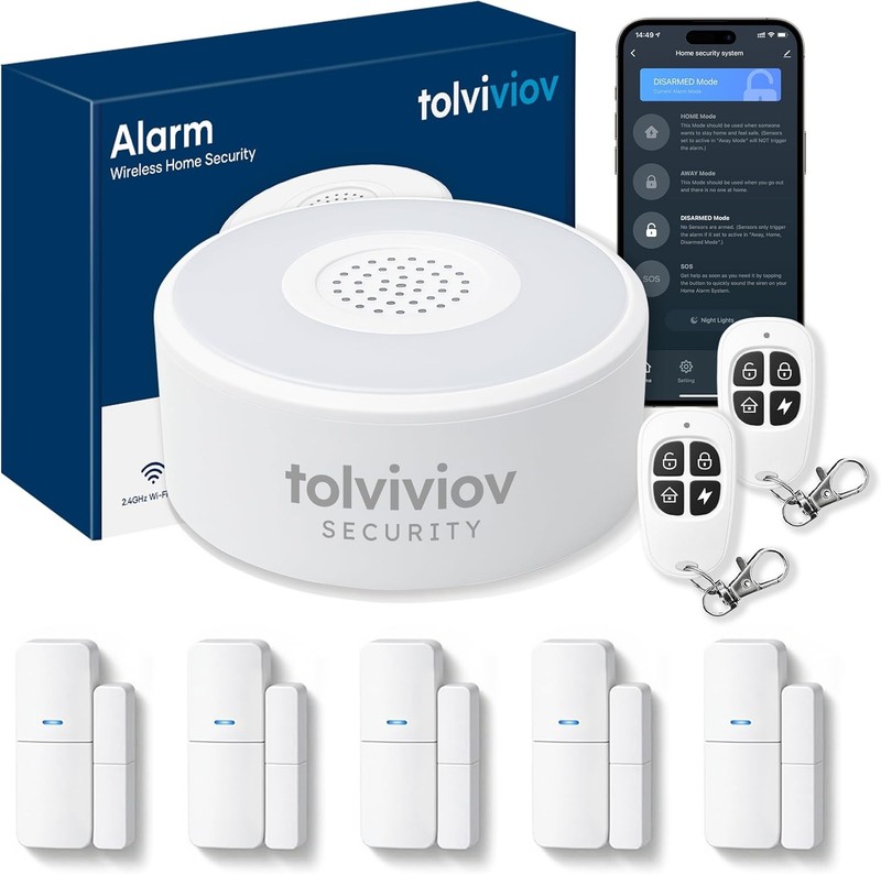 WiFi Smart Home Door Alarm 8 Piece Kit Compatible Alexa