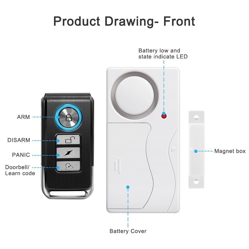 Apartment Safety Magnetic Window Door Alarm *2 Control by Remote Simple Function gallery