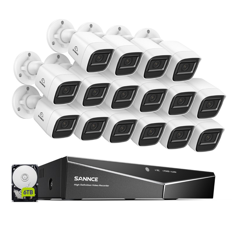 SANNCE 16CH 5in1 DVR 1080P CCTV Security Camera System AI Human Detection IP67 gallery