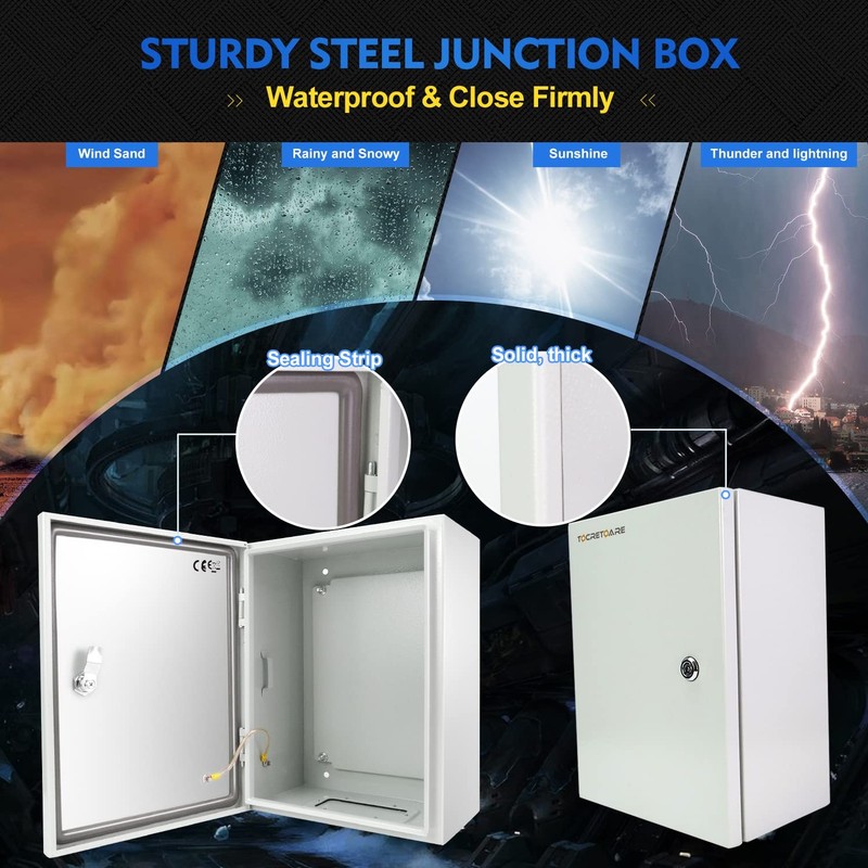 Outdoor Electrical Box, Steel Junction Box 16 16 x 12 x 8'', White gallery