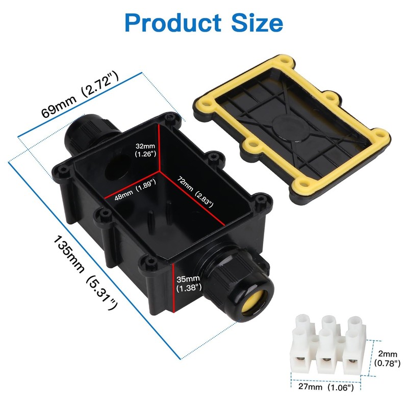 Helunsi 2 Pieces Internal Size: L 2.83 x W 1.89 x H 1.26inch, Black-2pcs gallery