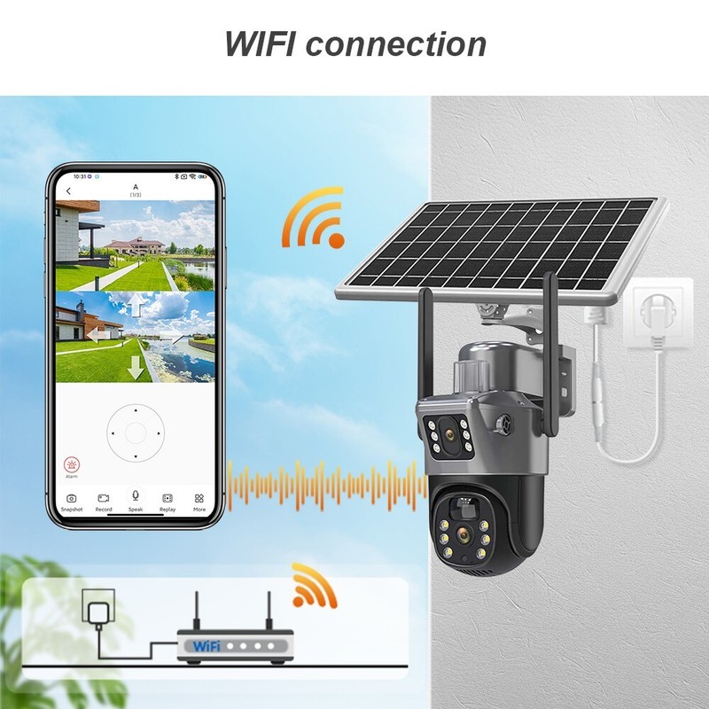 WiFi 4MP Wireless Solar Power PTZ IP Camera Security Waterproof 8X Digital Zoom gallery